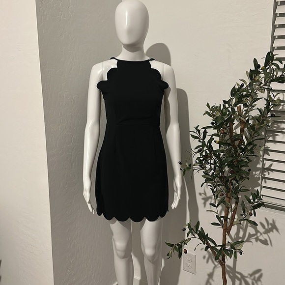 Dresses & Skirts - Black Mini Sheath Dress with Halter Neckline for Cocktail